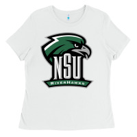 White northeastern state riverhawks Ladies Tee - SnappyArt