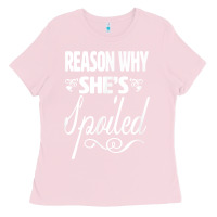 Bubblegum Pink the reason she is spoiled couples matching set valentines t shirt Ladies Tee - SnappyArt