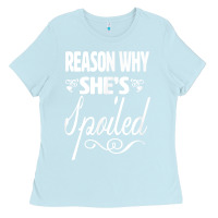 Baby Blue the reason she is spoiled couples matching set valentines t shirt Ladies Tee - SnappyArt