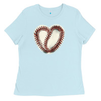 Baby Blue Baseball ball heart Ladies Tee - HowdyJamesFarm