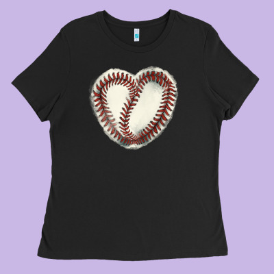 Baseball Ball Heart Ladies Tee Designed By Howdyjamesfarm