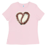 Bubblegum Pink Baseball ball heart Ladies Tee - HowdyJamesFarm