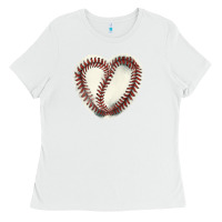 White Baseball ball heart Ladies Tee - HowdyJamesFarm