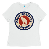 White Great Northern Railroad Ladies Tee - SnappyArt