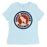 Baby Blue Great Northern Railroad Ladies Tee - SnappyArt