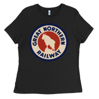 Black Great Northern Railroad Ladies Tee - SnappyArt