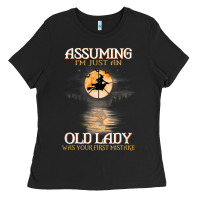 Black assuming i'm just an old lady was your first mistake witch Ladies Tee - SnappyArt