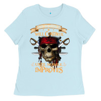 Baby Blue pirate the beatings will continue until morale improves Ladies Tee - SnappyArt