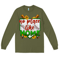 Army Green no place like home baseball Long Sleeve Tee - BundleAndBundleShop
