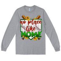 Heather Grey no place like home baseball Long Sleeve Tee - BundleAndBundleShop