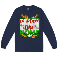 Navy no place like home baseball Long Sleeve Tee - BundleAndBundleShop