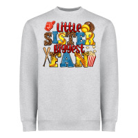 Little Sister Biggest Fan Softball Heavyweight Sweatshirt | Teevron