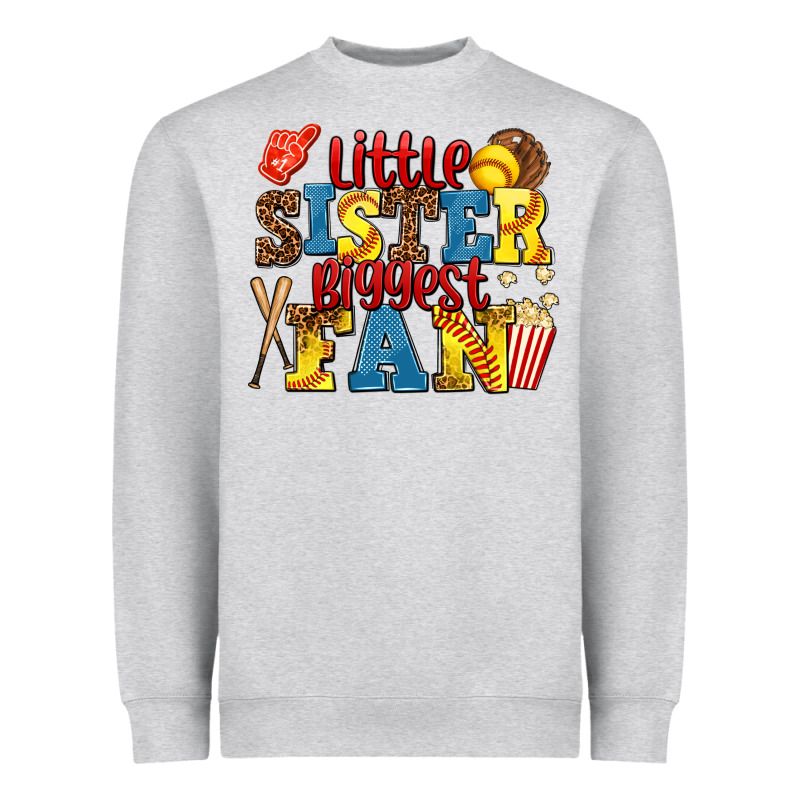 Little Sister Biggest Fan Softball Heavyweight Sweatshirt by AdoDesignShop | Teevron