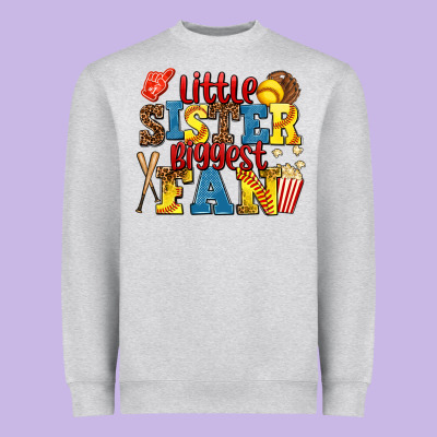 Little Sister Biggest Fan Softball Heavyweight Sweatshirt Designed By Adodesignshop