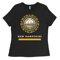 Black new hampshire state flag new Ladies Tee - SnappyArt