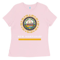 Bubblegum Pink new hampshire state flag new Ladies Tee - SnappyArt