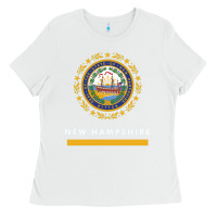 White new hampshire state flag new Ladies Tee - SnappyArt