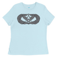 Baby Blue Air Force Civil Engineer Badge Ladies Tee - SnappyArt