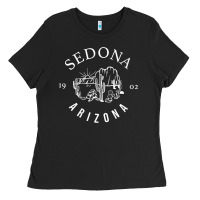 Black womens sedona arizona t shirt sedona az vintage arizona vacation v nec Ladies Tee - SnappyArt