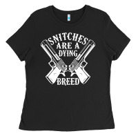 Black Snitches Are A Dying Breed Motorcycle Biker Gun Ladies Tee - SnappyArt