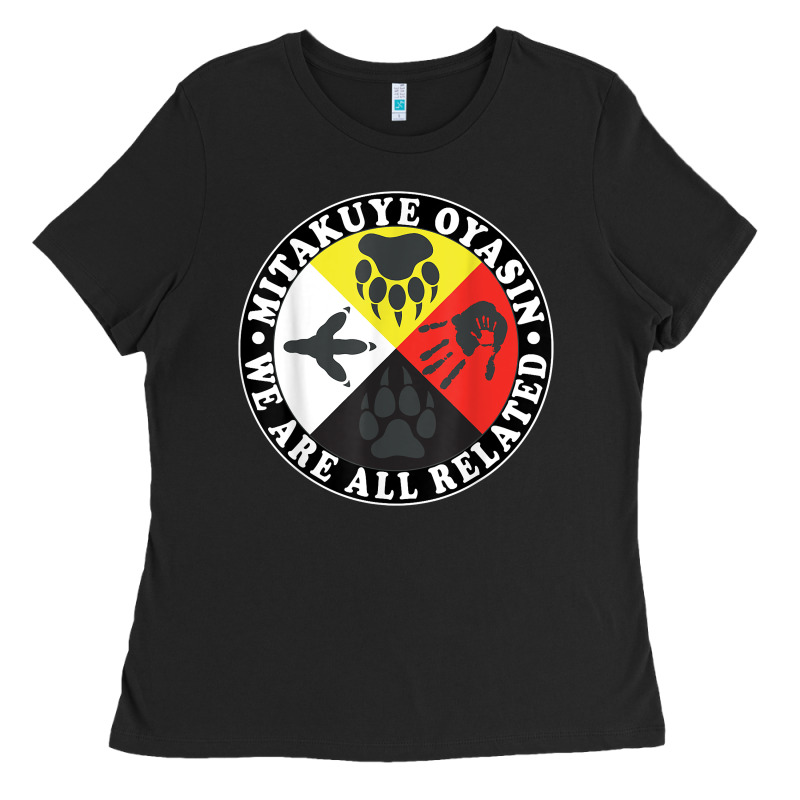 Native American Medicine Wheel, Mitakuye Oyasin T Shirt Ladies Tee by SnappyArt | Teevron