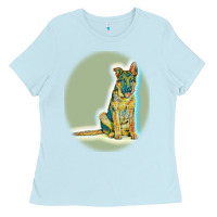 Baby Blue German Shepherd isolated on whot. Ladies Tee - SnappyArt