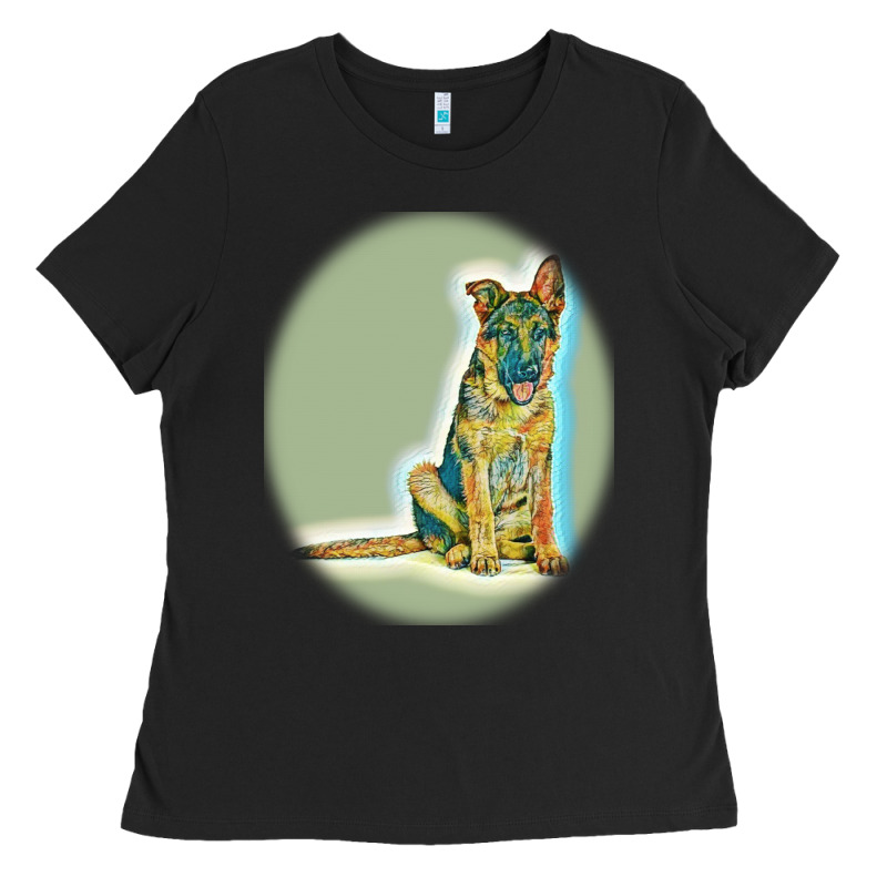 German Shepherd Isolated On Whot. Ladies Tee by SnappyArt | Teevron