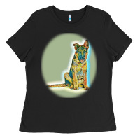 Black German Shepherd isolated on whot. Ladies Tee - SnappyArt