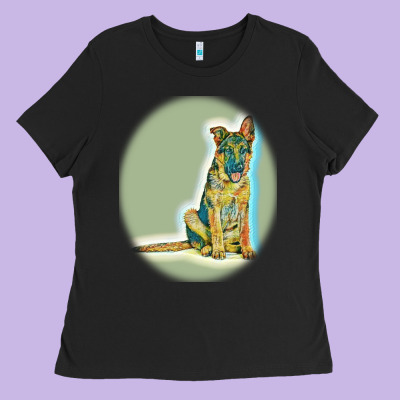 German Shepherd Isolated On Whot. Ladies Tee Designed By Snappyart