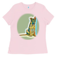 Bubblegum Pink German Shepherd isolated on whot. Ladies Tee - SnappyArt