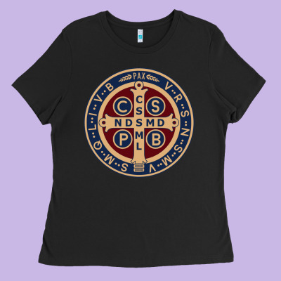 Saint Benedict Medal 1 Ladies Tee Designed By Snappyart