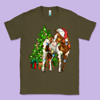 American Paint Horse Christmas Tree Classic Tee Designed By Cowgirlartshop