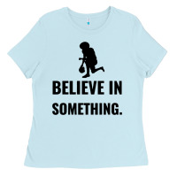 Baby Blue Colin Kaepernick Believe In Something Ladies Tee - SnappyArt