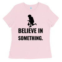 Bubblegum Pink Colin Kaepernick Believe In Something Ladies Tee - SnappyArt