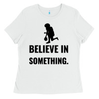 White Colin Kaepernick Believe In Something Ladies Tee - SnappyArt