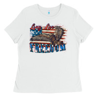 White Long live freedom 4th of july Ladies Tee - CowGirlArtShop
