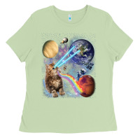 Matcha Fluffy Kitten Shoot Laser Rainbow Space Galaxy, Cat Gifts Ladies Tee - SnappyArt