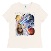 Bone Fluffy Kitten Shoot Laser Rainbow Space Galaxy, Cat Gifts Ladies Tee - SnappyArt