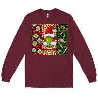 Burgundy green christmas gnome Long Sleeve Tee - FaDigitalArtStudio