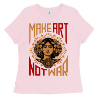Bubblegum Pink make art not war symbol Ladies Tee - FloraArt
