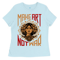 Baby Blue make art not war symbol Ladies Tee - FloraArt