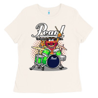 Bone ANIMAL DRUMMER PEARL DRUMS Ladies Tee - FloraArt
