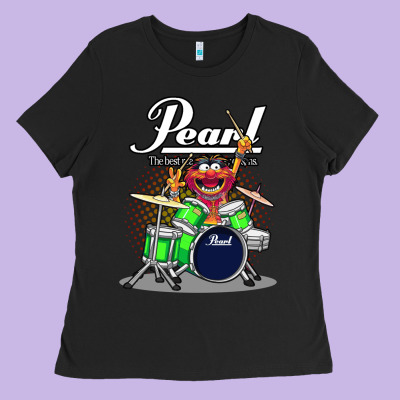 Animal Drummer Pearl Drums Ladies Tee Designed By Floraart