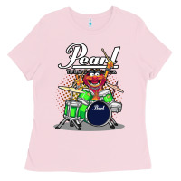 Bubblegum Pink ANIMAL DRUMMER PEARL DRUMS Ladies Tee - FloraArt