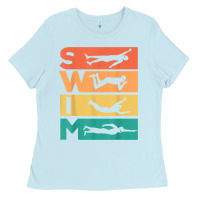 Baby Blue retro vintage swimming gift for swimmers t shirt Ladies Tee - FloraArt