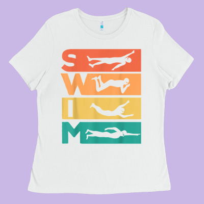 Retro Vintage Swimming Gift For Swimmers T Shirt Ladies Tee Designed By Floraart