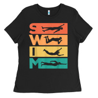 Black retro vintage swimming gift for swimmers t shirt Ladies Tee - FloraArt