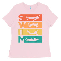 Bubblegum Pink retro vintage swimming gift for swimmers t shirt Ladies Tee - FloraArt