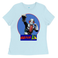 Baby Blue KAMEN RIDER V3 PUNCH Ladies Tee - FloraArt