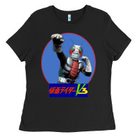 Black KAMEN RIDER V3 PUNCH Ladies Tee - FloraArt